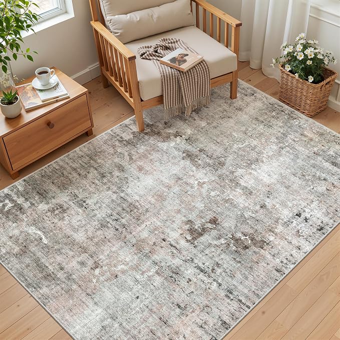 Soalmost Abstract 4x6 Area Rug Washable Rugs - Image 3