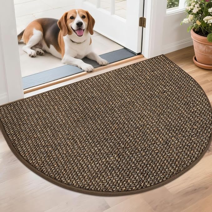 BEQHAUSE Dirt Trapper Door Mat 26" x 40" Half Circle Non Slip Rugs, Absorbent by BEQHAUSE