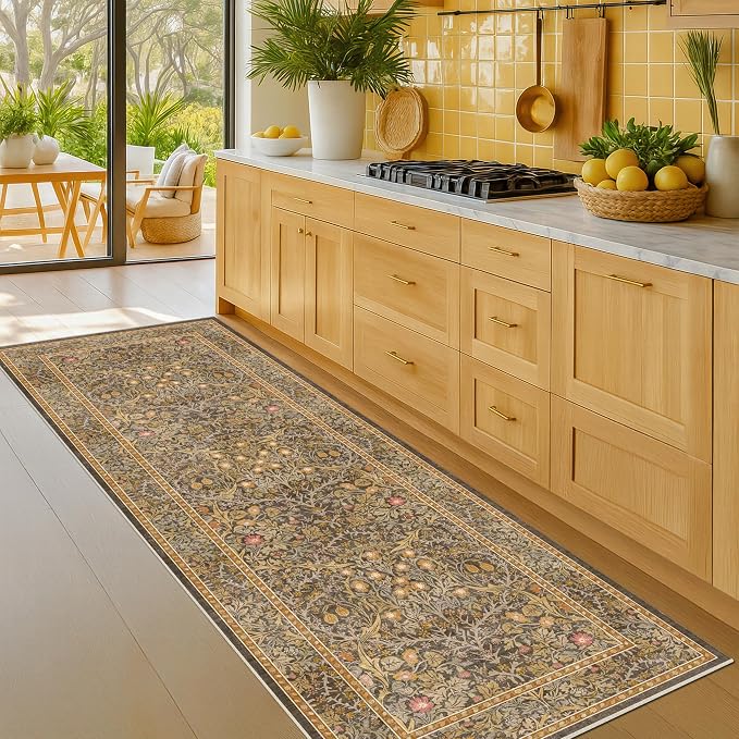 Washable Runner Rug Non Slip 2x6, Laundry Room, Bedroom Bedside, Vintage Floral - Image 6