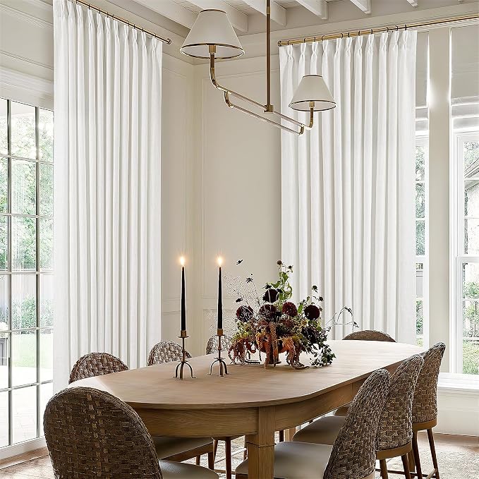 Beige White Pinch Pleat Semi Sheer Linen Curtain W70xL84 1 Panel | Memory - Image 6