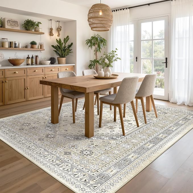 Area Rugs 5x7 Washable Rugs for Living Room, Ultra-Thin Soft Floral Vintage - Image 5