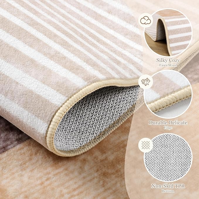 Area Rug 4x6 Orange Rug Washable Rugs Non Slip Low Pile Small Carpet - Image 3