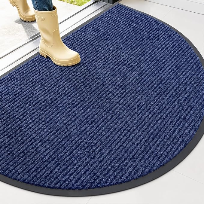 OLANLY Half Circle Front Door Mat 47x32, Waterproof Heavy-Duty Doormat | Blue by OLANLY