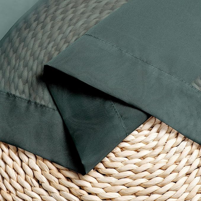 Chyhomenyc Sheer Curtains 63 Inch Length 2 Panels, Hunter Green | Light - Image 7