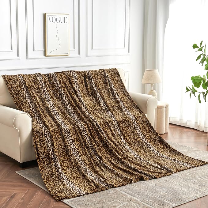 Edenleaf Fleece Queen Size Super Soft Cozy Leopard Print Blanket - Image 5