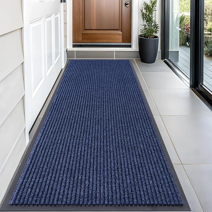 OLANLY Front Door Mat 59x23, Waterproof Heavy-Duty Indoor Outdoor Doormat | Blue by OLANLY