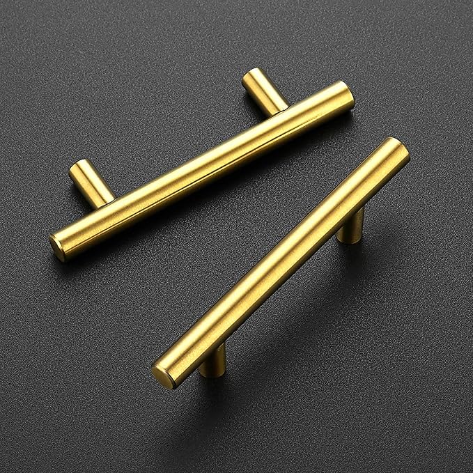 Ravinte 35 Pack 5 Inch Cabinet Pulls Brushed Brass Stainless Steel Kitchen Drawer Pulls Cabinet Handles 5”Length, 3” Hole Center