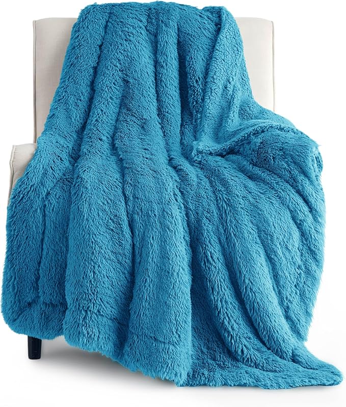 Bedsure GentleSoft Fuzzy Sherpa Faux Fur Twin Blanket Bright Blue Cozy Gifts by Unknown