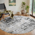 Round Rug 6ft Washable Rug for Dining Room Living Room Black Grey Gold | Modern by Aelenmu