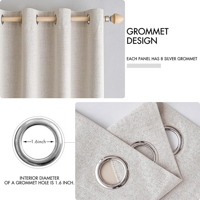 MIULEE 100% Blackout Linen Curtains - Image 4