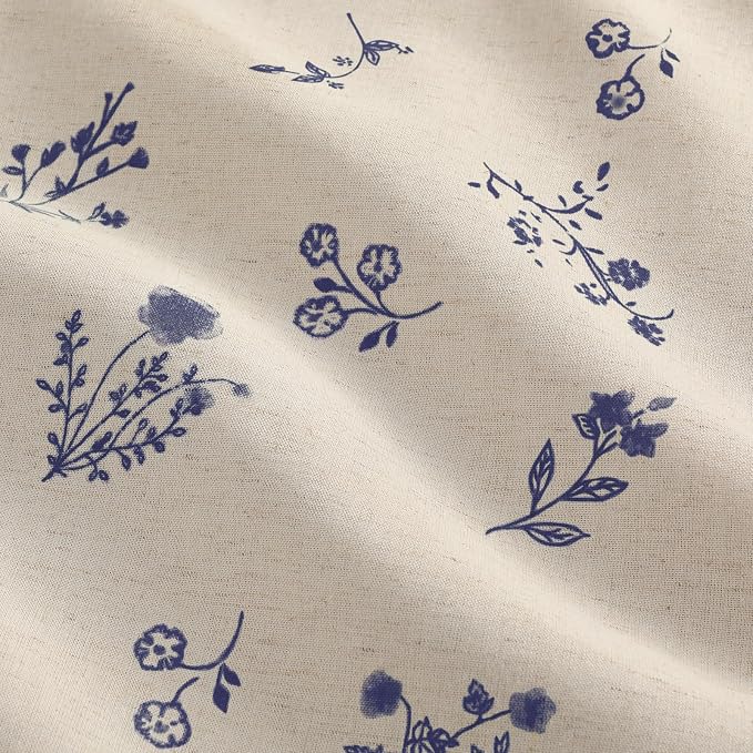 Boho Floral 100% Blackout Curtains 84 Inch 2 Panels Dark Blue | Farmhouse - Image 4
