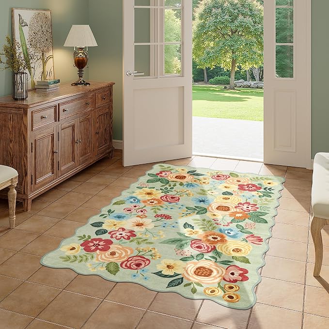 DUKINO 3x5 Area Rugs, Non Slip Floral Washable Rug - Image 9