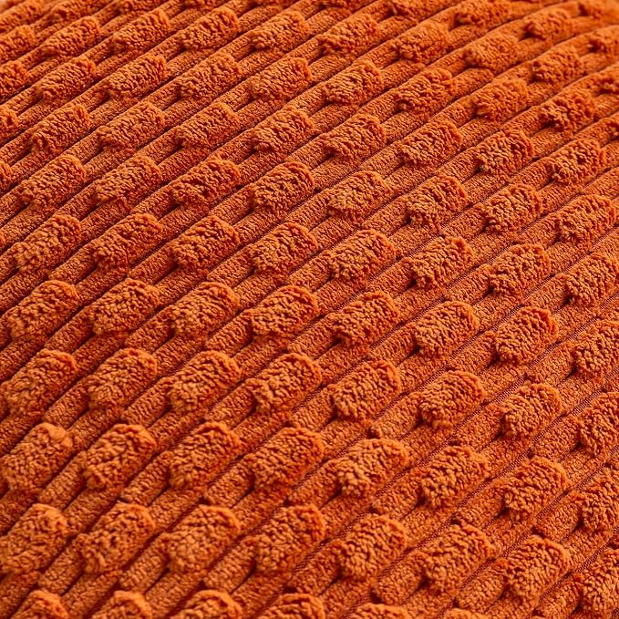 Set of 4 Burnt Orange Decorative Throw Pillow Covers 12x20 Inch Corduroy Pillow - Image 5