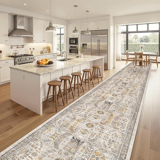 Madane Hallway Runner Rug 3x18 Washable Kitchen Runners 18ft, Low-Pile by Madane