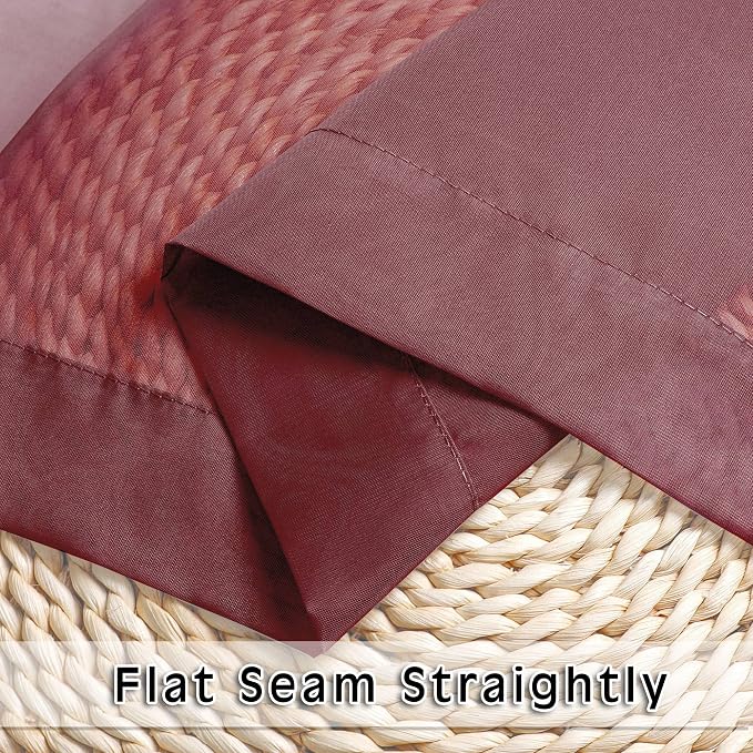 Burgundy Sheer Curtains 63 inch Length 2 Panels Set - Image 5