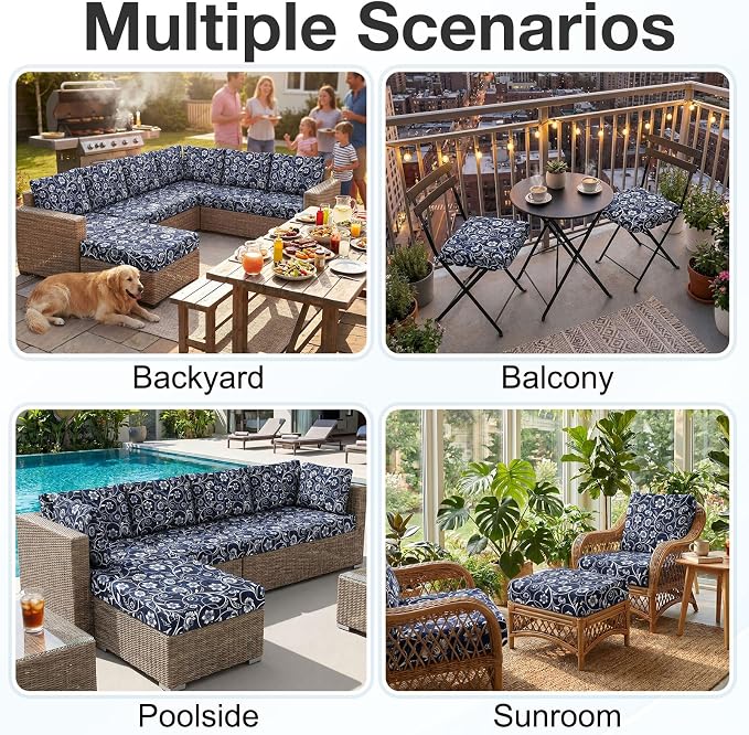 Waterproof Outdoor Cushion Covers, Stretch Patio Slipcovers | UV Resistant - Image 5