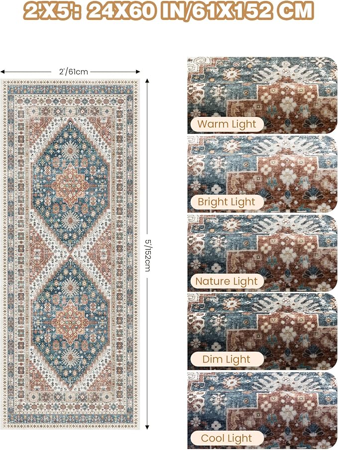 2x5 Rug Runner Non-Slip Washable Rugs - Image 2