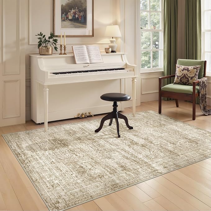 3x5 Rug for Entryway, Washable Area Rug, Living Room, Dining Room, Neutral Rug - Image 5