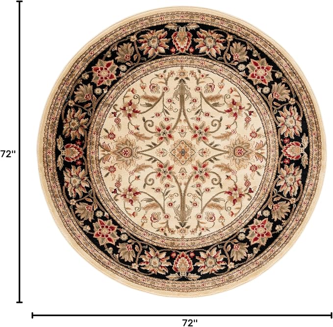 SAFAVIEH Lyndhurst Collection 6' Round Ivory/Black LNH212B Traditional Oriental - Image 2