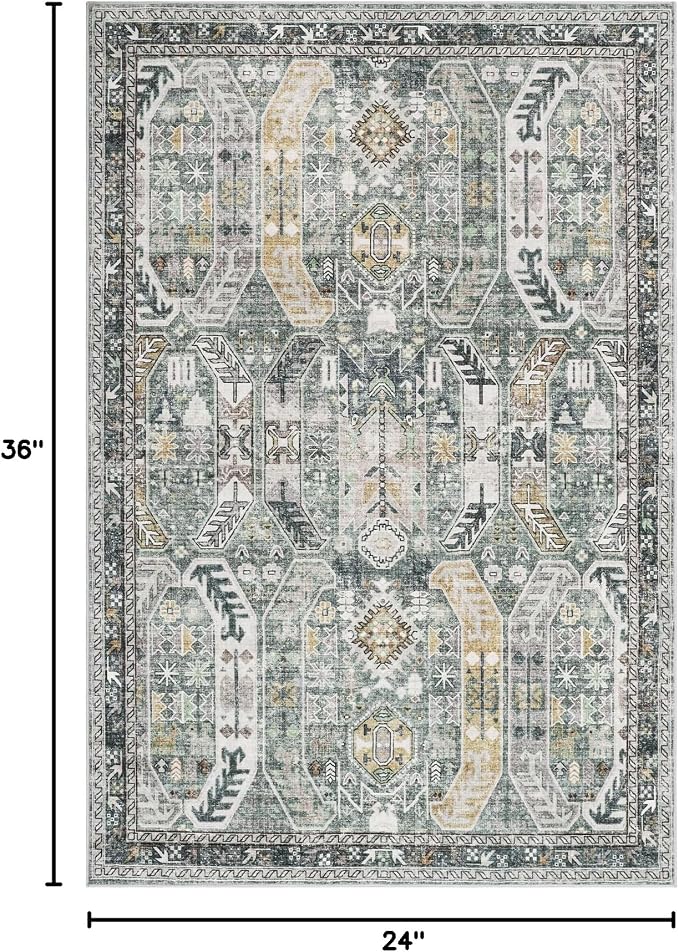 Madane Washable Area Rug 2x3 Small Entryway Rugs Non-Slip, Low Pile Floor Carpet - Image 2