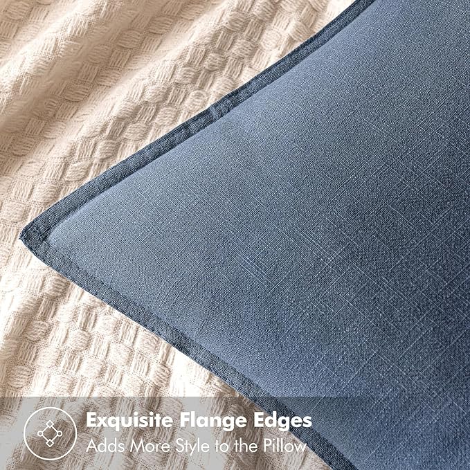 MIULEE Decorative Linen Pillow Covers 20x20 Inch Blue Ashes | Boho Farmhouse​ - Image 2