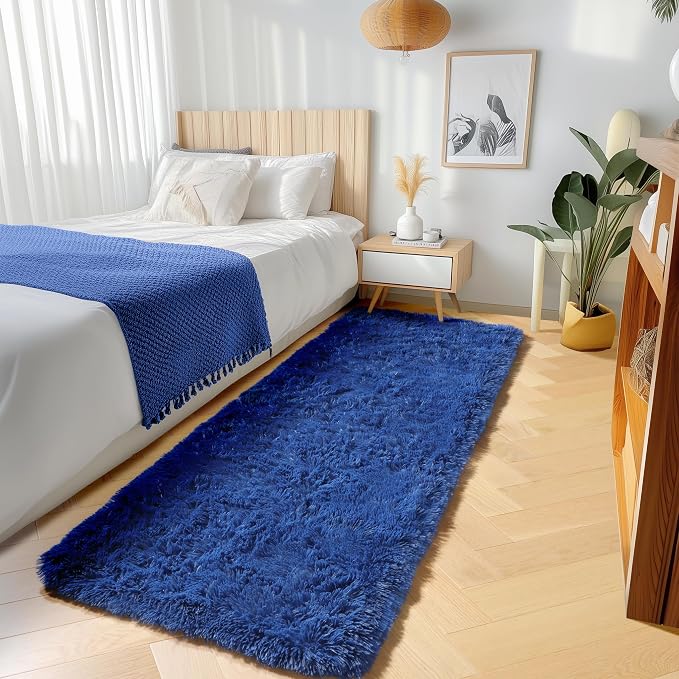Navy Blue Runner Rugs for Boys Bedroom Living Room, Fluffy 2x6 Area Rug | Soft - Image 5