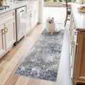 2x5 Rug Runner Non-Slip Washable– Modern Neutral Abstract Kitchen Bathroom by BYYVOORugsforYourHome