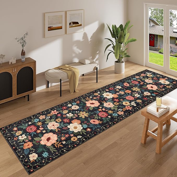 DUKINO 2.6x10 Runner Rug for Hallway, Washable Kitchen Rugs Non Slip, Low Pile - Image 3