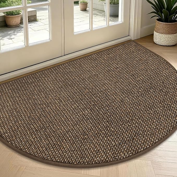 BEQHAUSE Dirt Trapper Door Mat 36" x 60" Half Circle Non Slip Rugs, Absorbent by BEQHAUSE