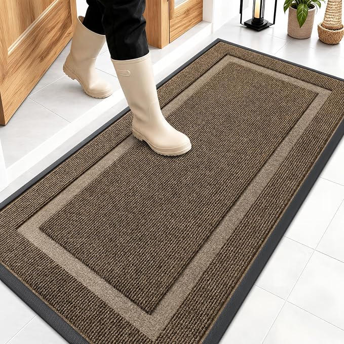 OLANLY Front Door Mat Outside 47x23, All-Season Heavy-Duty Rubber Doormat | by OLANLY