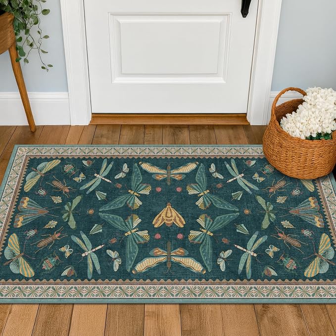 Emerald Green Entry Rugs for Inside House by HazoHaus