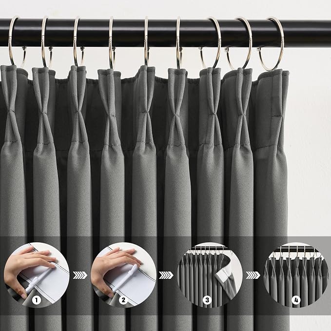 Blackout Pleated Curtains 95 Inches Long, Privacy Window Drapes - Image 2