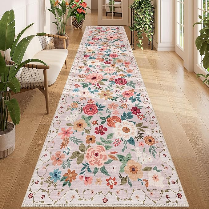 DUKINO 3x12 Washable Runner Rug, Long Hallway Runner Rug Non Slip, Low Pile by DUKINO