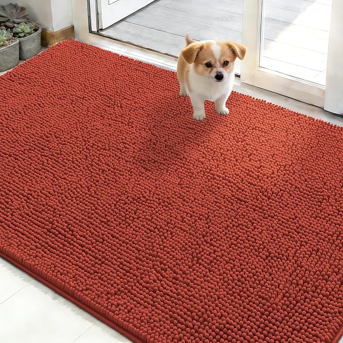 OLANLY Dog Door Mat for Muddy Paws 48x30, Super Absorbent Chenille Mud Mat | by OLANLY