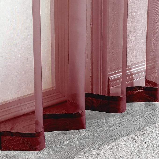Sheer Curtains, Sheer Curtains 63 inch Length 2 Panels Set, Rod Pocket Voile - Image 8