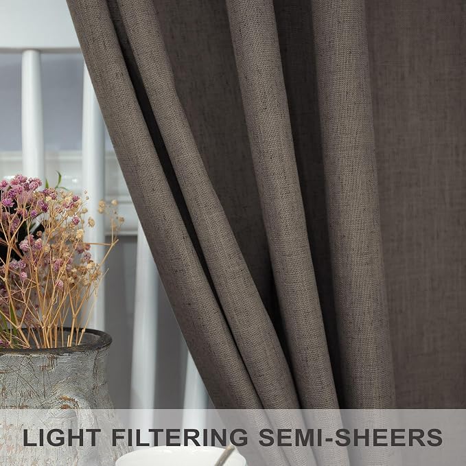 Chocolate Brown Curtains for Living Room 84 Inch Length 2 Panels Set Light - Image 4