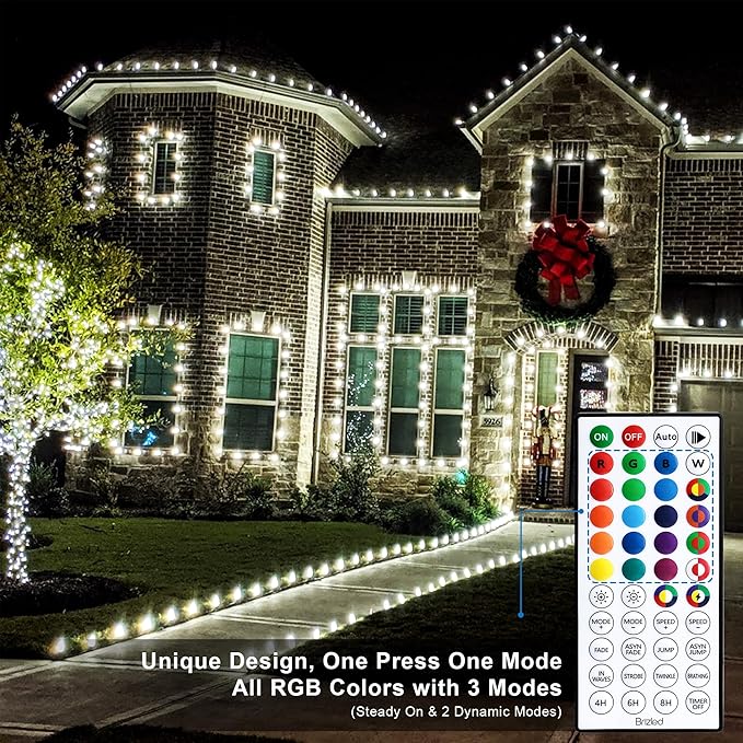 Brizled C9 RGB Christmas Lights, 35FT 54 LED Color Changing Outdoor Christmas Lights, Connectable Halloween Light with Remote, Dimmable Waterproof for Christmas Tree Light Xmas Tree Party Indoor Decor