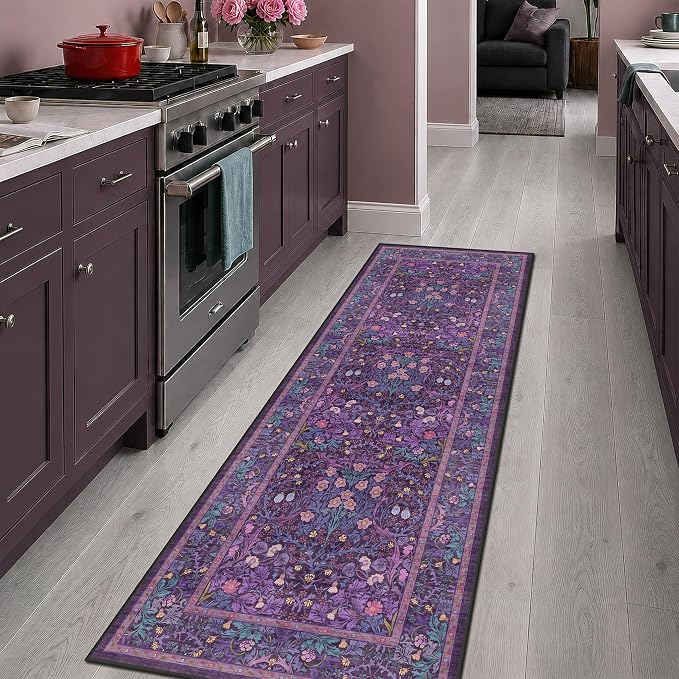 Washable Plum Purple Runner Rug 2x6 - Image 6