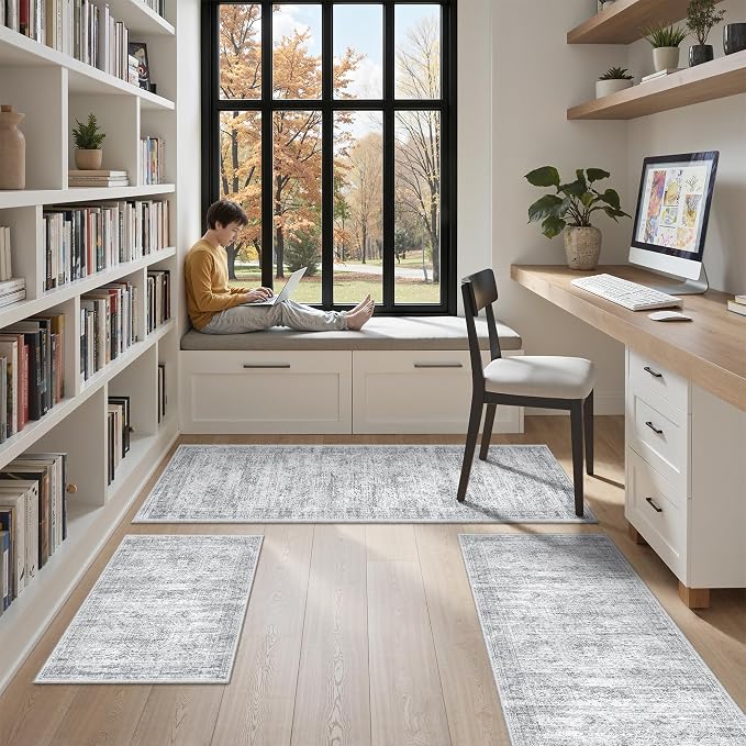 Kitchen Rugs Sets of 3, 2x3 2x4 2x5 Rug Runner, Dining Room, Soft Runner Rug - Image 3