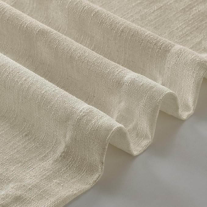 Linen Beige Pinch Pleated Semi Sheer Curtains 78 Inches Long 2 Panels Set | - Image 6