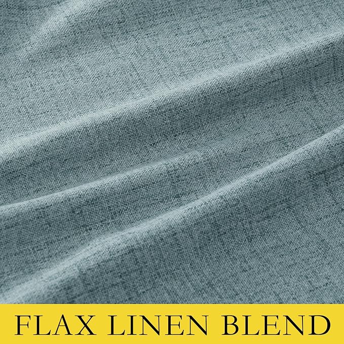 NICETOWN 100% Blackout Skylark Blue Linen Curtains 90" Length - Image 4