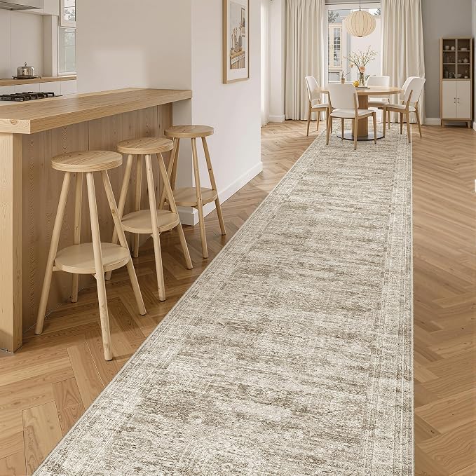 Soalmost Hallway Runner Rug 2'6" x 14' Washable Long Kitchen Rugs Brown | - Image 2