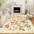 DUKINO 9x12 Area Rug for Living Room, Washable Rug Non Slip, Low Pile, Floral by DUKINO