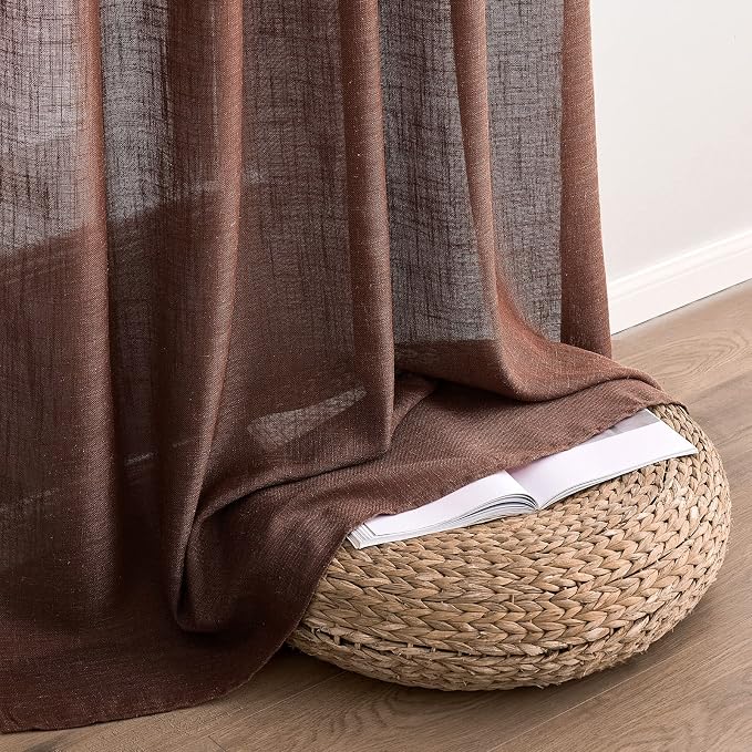 MIULEE Chocolate Brown Linen Curtains 52x96 Inch - Image 7