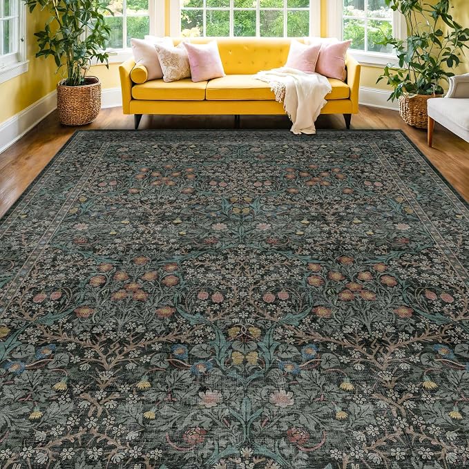 Washable Dark Green 10x12 Rug for Living Room - Image 10