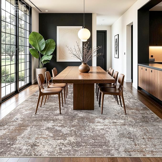 12x15 Area Rug Living Room Washable – Extra Large Modern Neutral Abstract Soft - Image 4