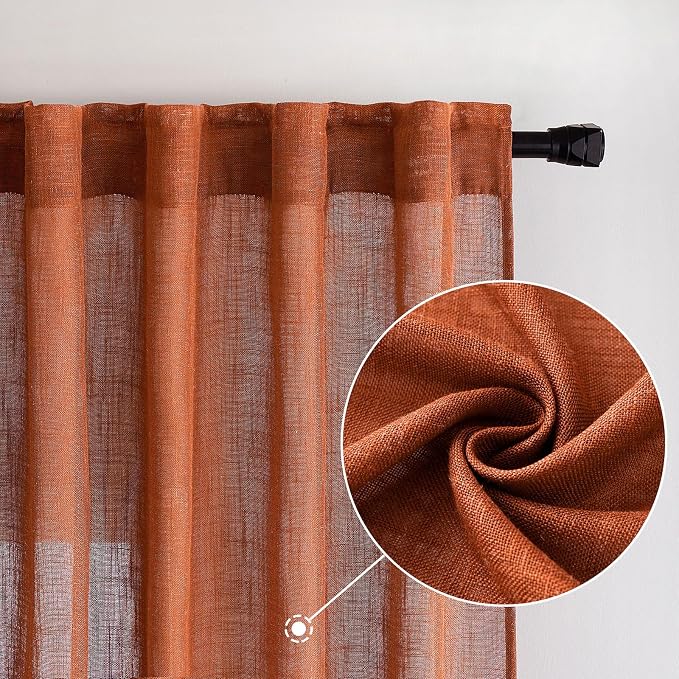 MIULEE Rust Fall Curtains 52x84 Inch 2 Panels - Image 7