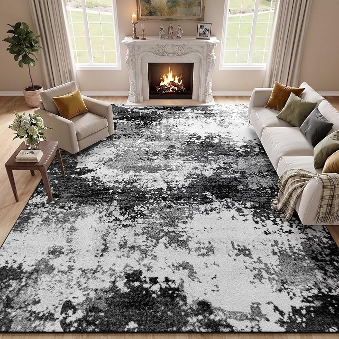 Black Washable Rug 6x9 Area Rugs by Acapet