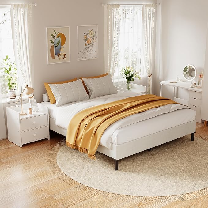 King Box Spring, 7 Inch King Size Box Spring Only, 3000 lbs Heavy Duty Metal Frame Mattress Foundation with Fabric Cover, Easy Assembly-Noise Free