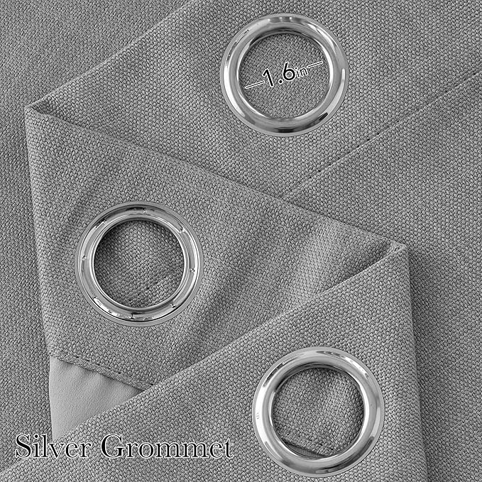 NICETOWN Faux Linen Light Grey Blackout Curtains 84 inches Long - Image 2